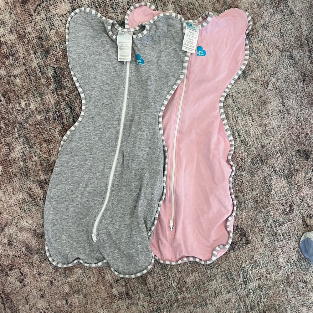 Gray and Pink Baby Swaddle Set